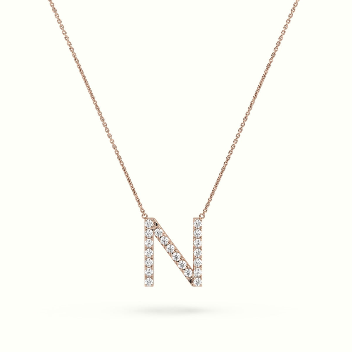 Initial "N" Diamond Necklace - 18k Gold — Rose Gold