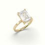 Emerald Cut Diamond Solitaire Plain Band — Yellow Gold