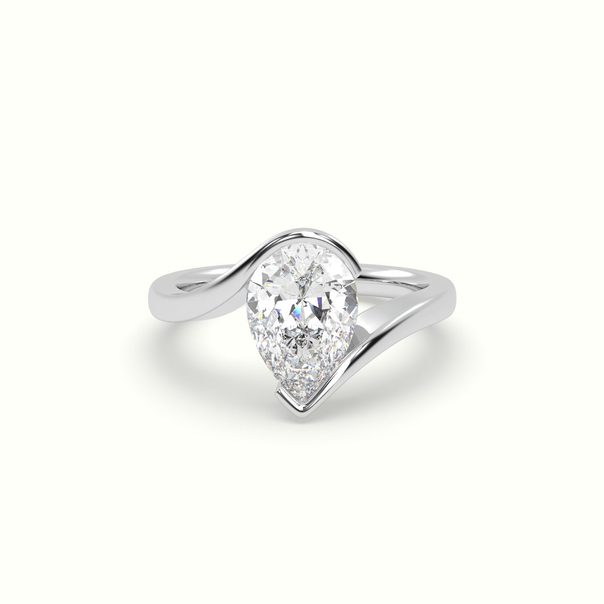 Pear Diamond Tension Engagement Ring — White Gold