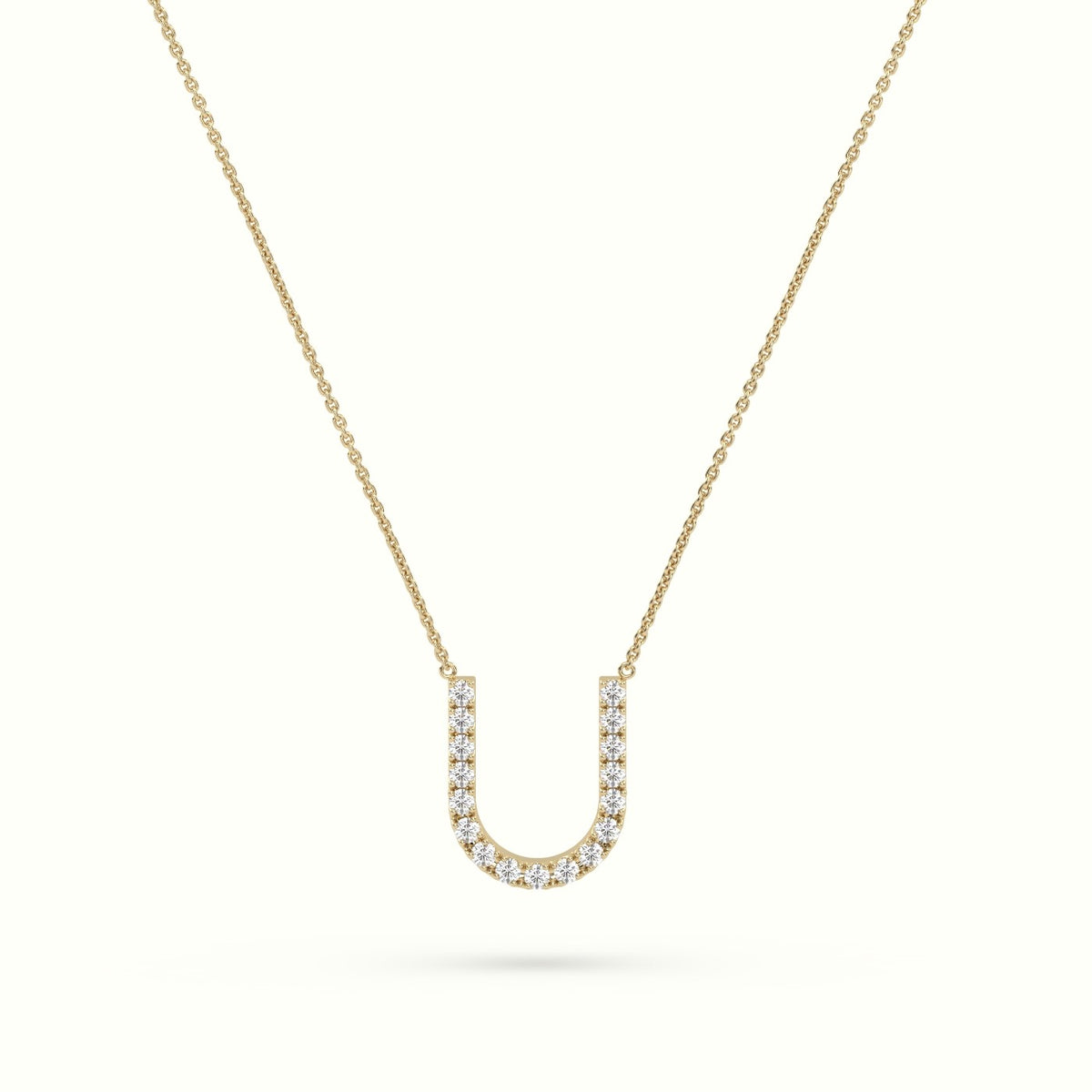 Initial "U" Diamond Necklace - 18k Gold — Yellow Gold