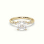 Asscher Cut Diamond Pave Engagement Ring — Yellow Gold