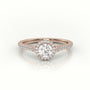 Round Cut Diamond Halo Scallop Setting Engagement Ring — Rose Gold