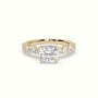 Cushion Cut Diamond Engagement Ring With Side Stones — Yellow Gold
