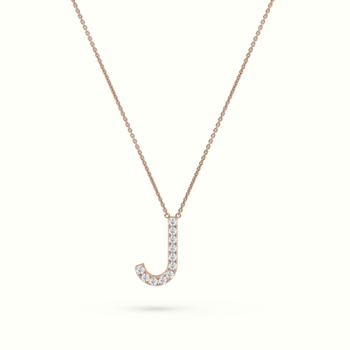 Initial "J" Diamond Necklace - 18k Gold — Rose Gold