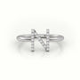 Round Cut Diamonds “N” Initials Monogram Alphabet Ring — White Gold