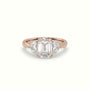 Emerald Diamond Trilogy Half Moon Engagement Ring — Rose Gold