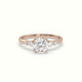 Round Diamond Solitaire Side Stone Engagement Ring — Rose Gold