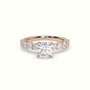 Asscher Cut Diamond Engagement Ring With Side Stones — Rose Gold
