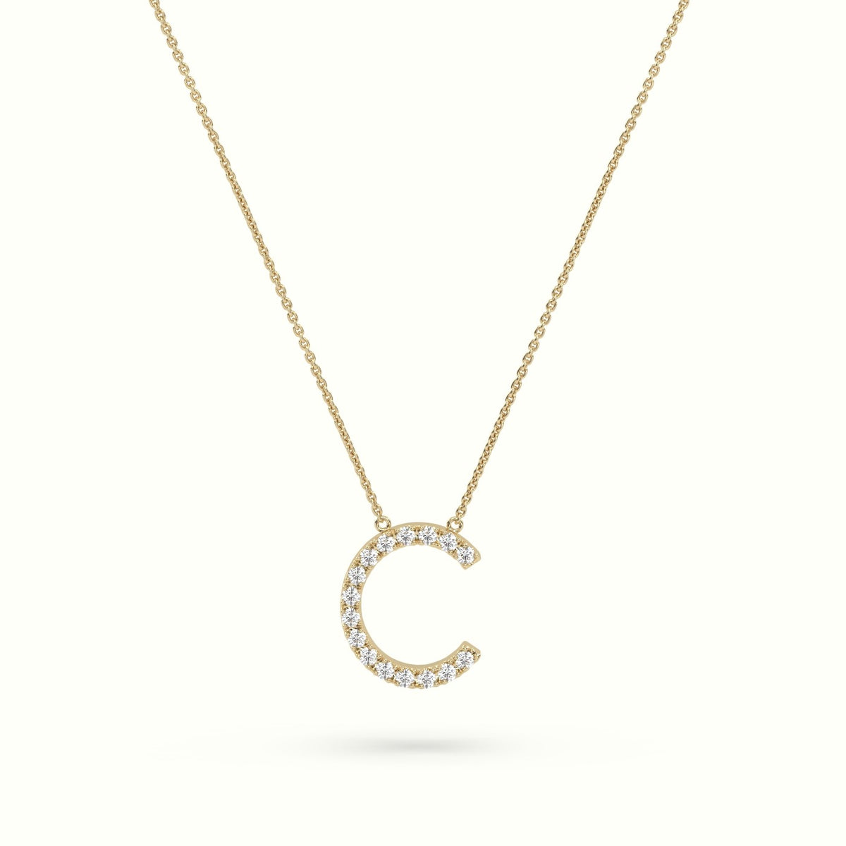 Initial "C" Diamond Necklace - 18k Gold — Yellow Gold