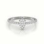 Round Cut Diamond Pear Style Pave Setting Designer Ring — White Gold
