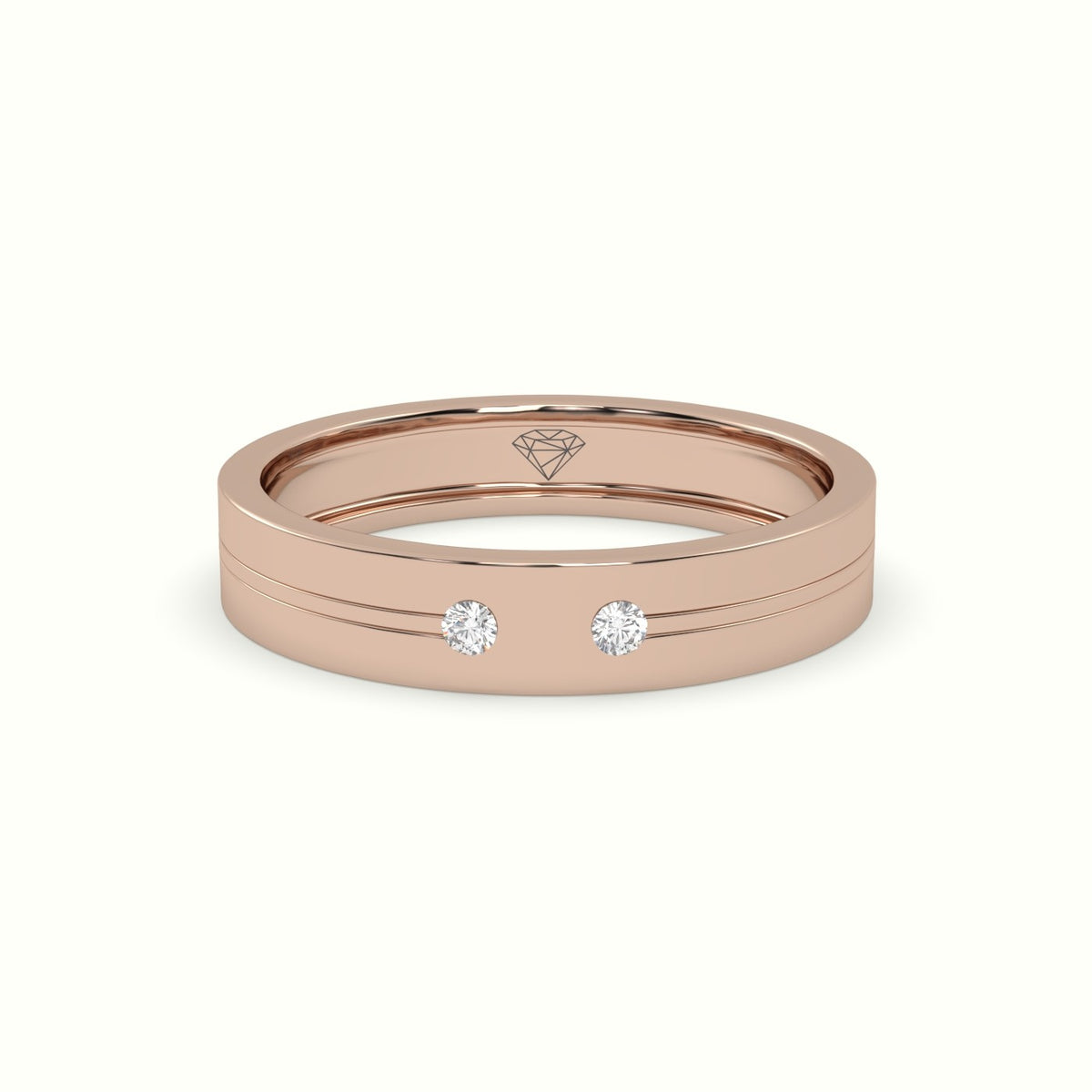 Flush Set Diamond Wedding Band — Rose Gold