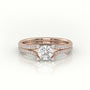 Round Cut Diamond Scallop Setting Designer Engagement Ring — Rose Gold