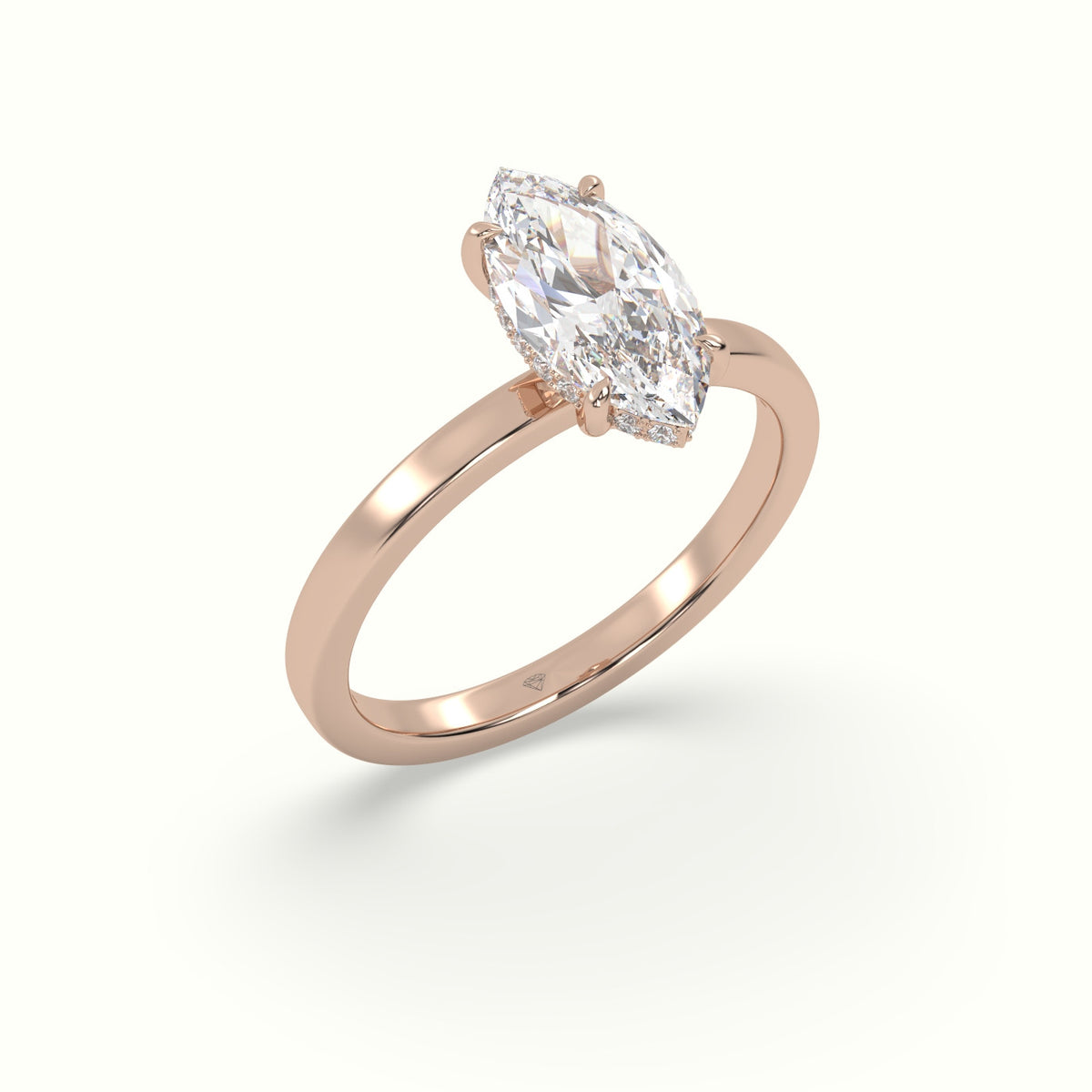 Marquise Cut Hidden Halo Engagement Ring — Rose Gold