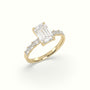 Emerald Cut Diamond Engagement Ring With Baguette Side Stones — Yellow Gold