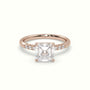 Asscher Cut Diamond Pave Engagement Ring — Rose Gold