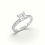 Princess Cut Diamond Engagament Ring With Pave Setting — White Gold
