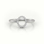 Round Cut Diamonds “O” Initials Monogram Alphabet Ring — White Gold