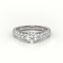 Round Cut Diamond 4 Prongs Pave Setting Engagement Ring — White Gold