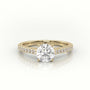 Round Cut Diamond Pave Setting Engagement Ring — Yellow Gold