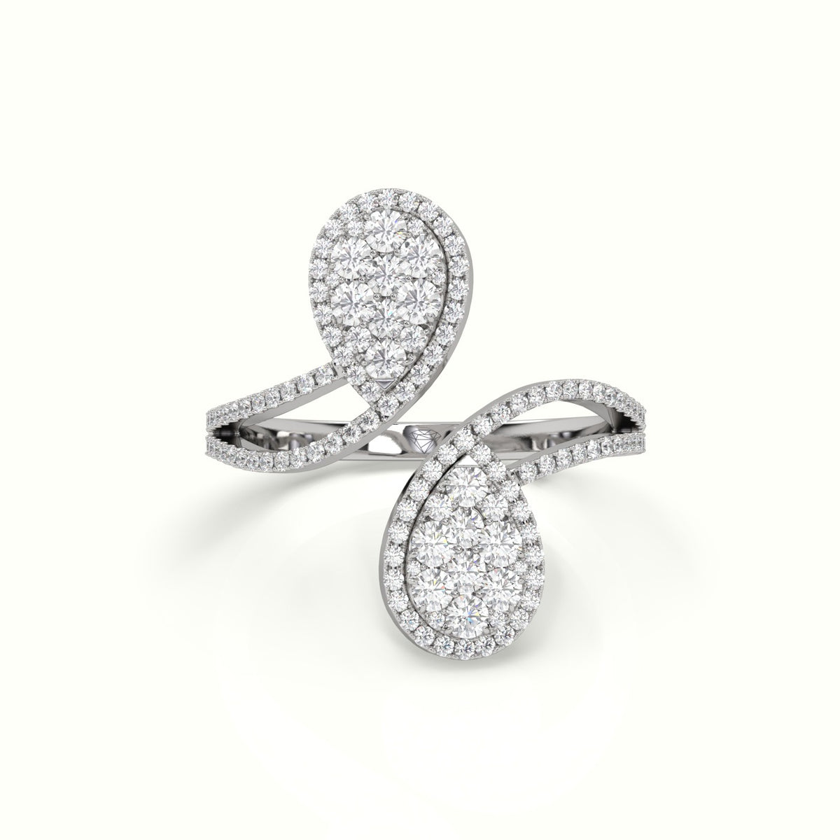 Toi & Moi Pear Shaped Illusion Setting Round Brilliant Diamonds — White Gold