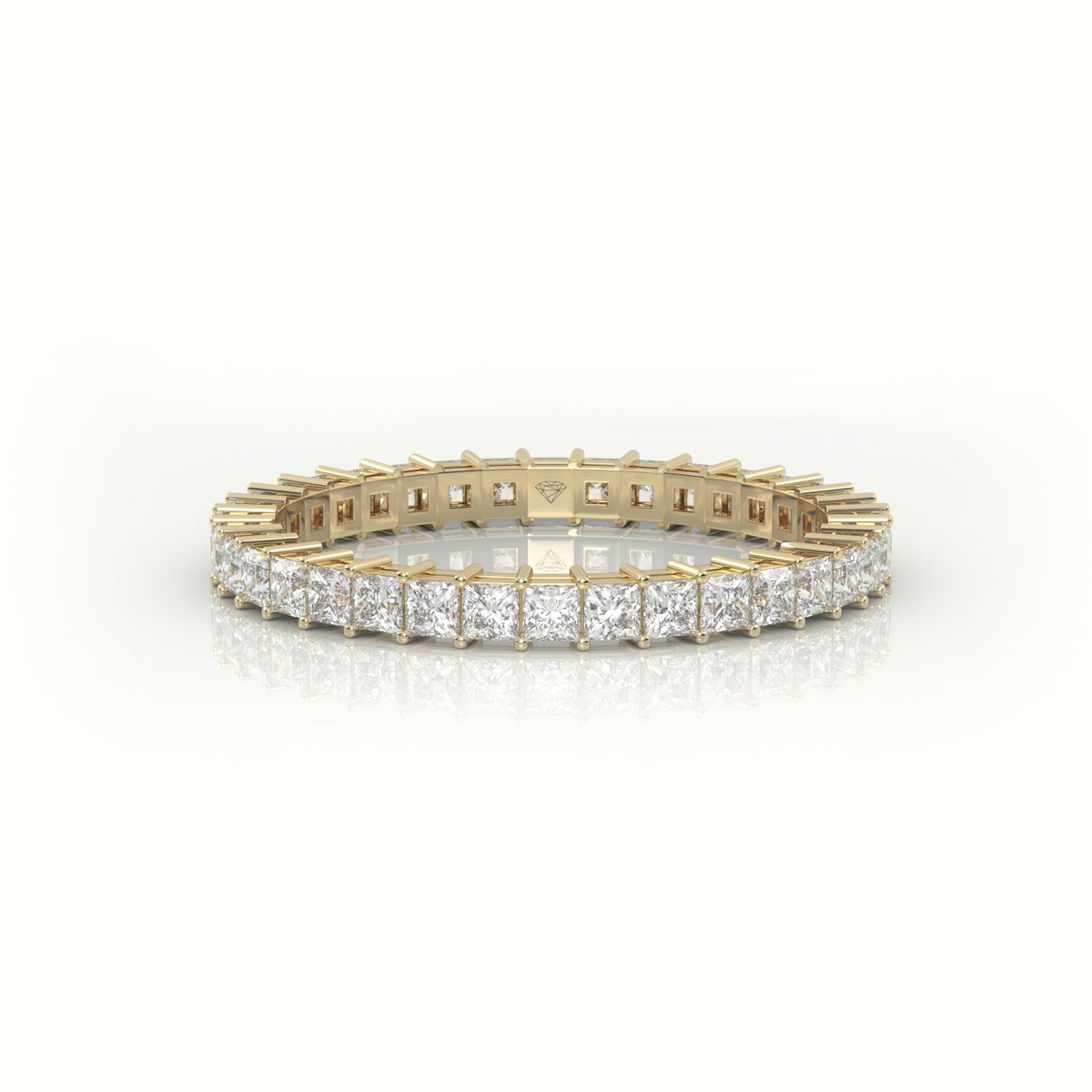 Princess Cut Diamond Bar Setting Eternity Wedding Band — Yellow Gold