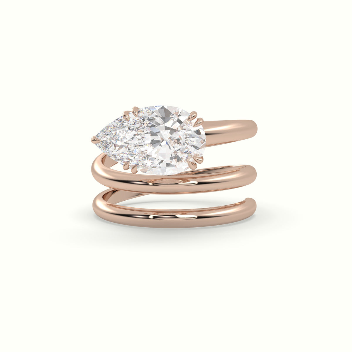 Pear Diamond Solitaire Snake Wrap Engagement Ring — Rose Gold