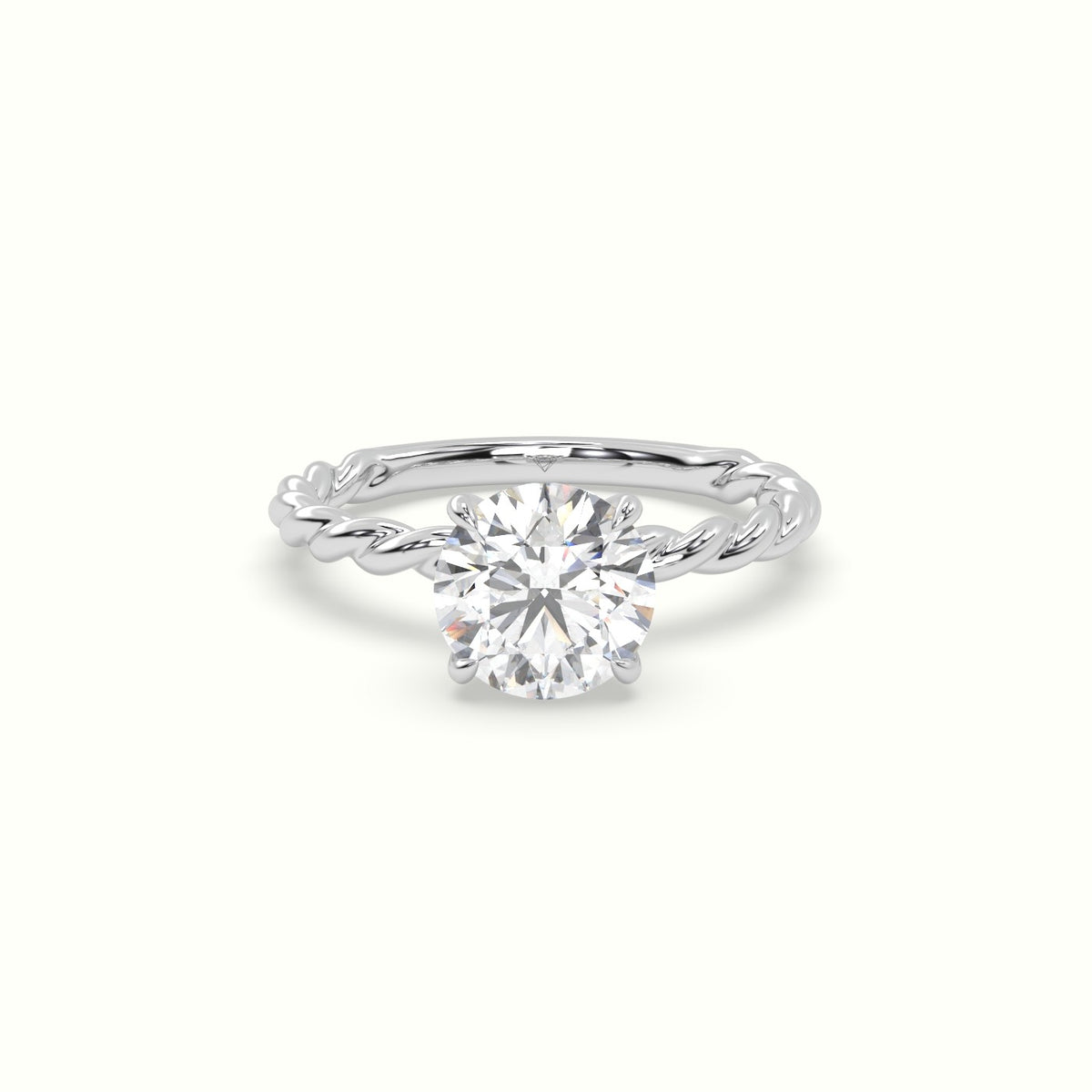 Round Cut Diamond Solitaire Engagement Ring — White Gold