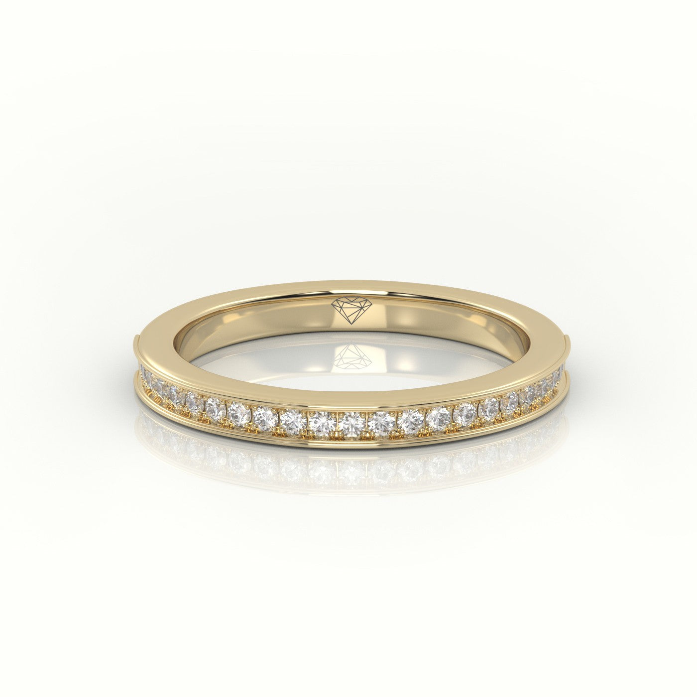 Round Cut Diamonds Channel Setting Eternity Wedding Band — Yellow Gold