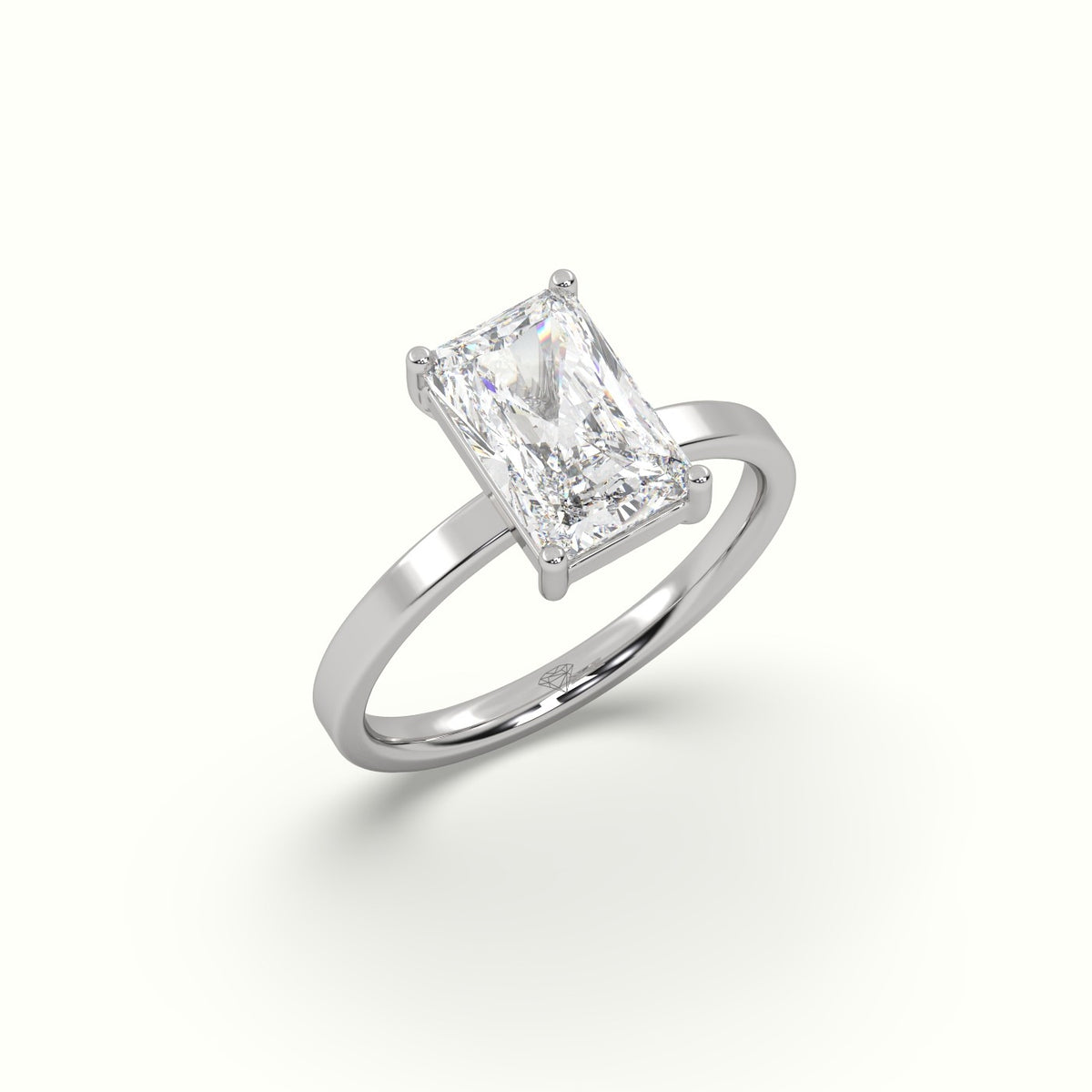Radiant Cut Solitaire Diamond Ring Precious Jewels Antwerp Radiance — White Gold