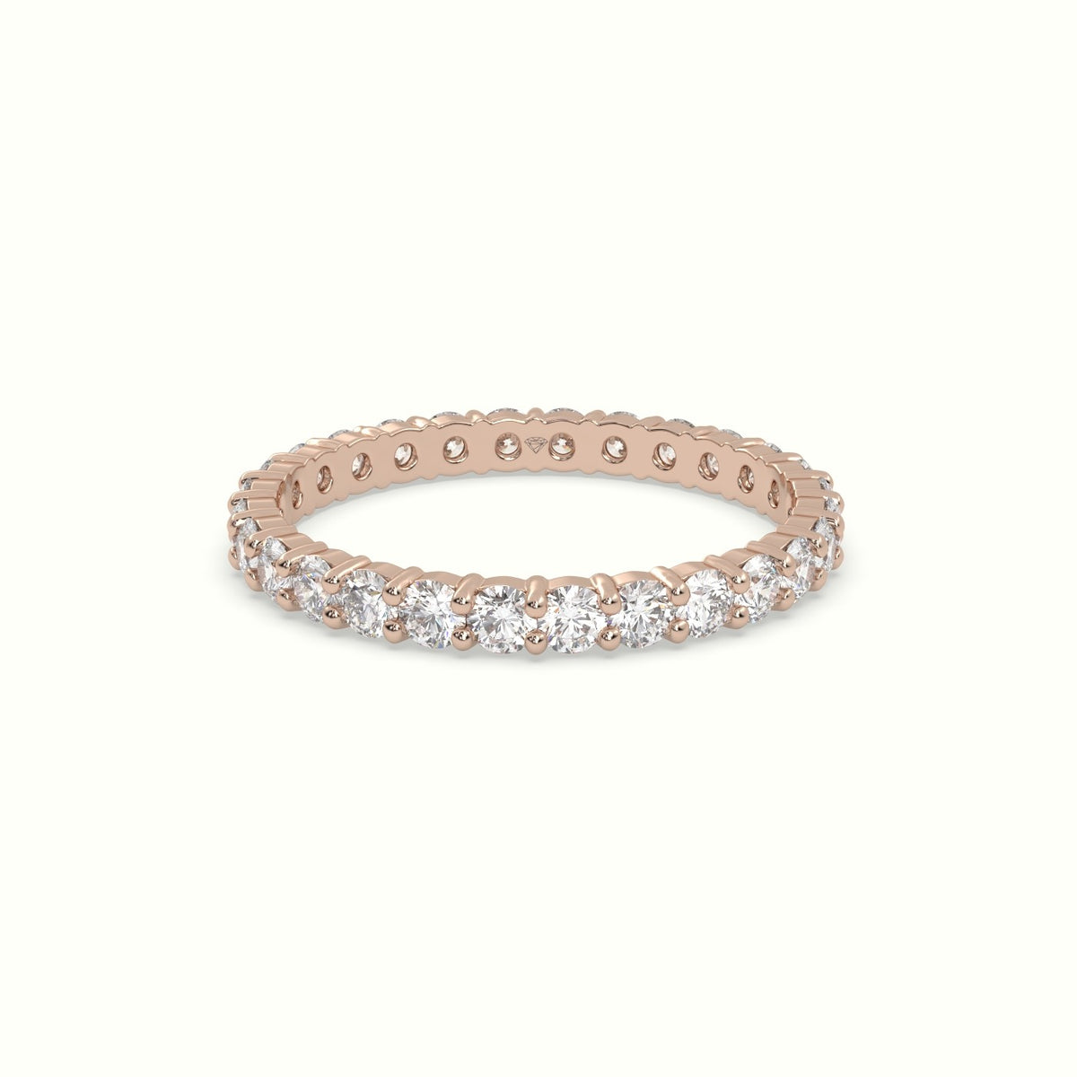 Shared Prong Diamond Wedding Ring — Rose Gold