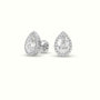 Pear Cut Solitaire Lab-Grown Diamond Halo Stud Earrings 18K White Gold