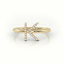 Round Cut Diamonds “K” Initials Monogram Alphabet Ring — Yellow Gold