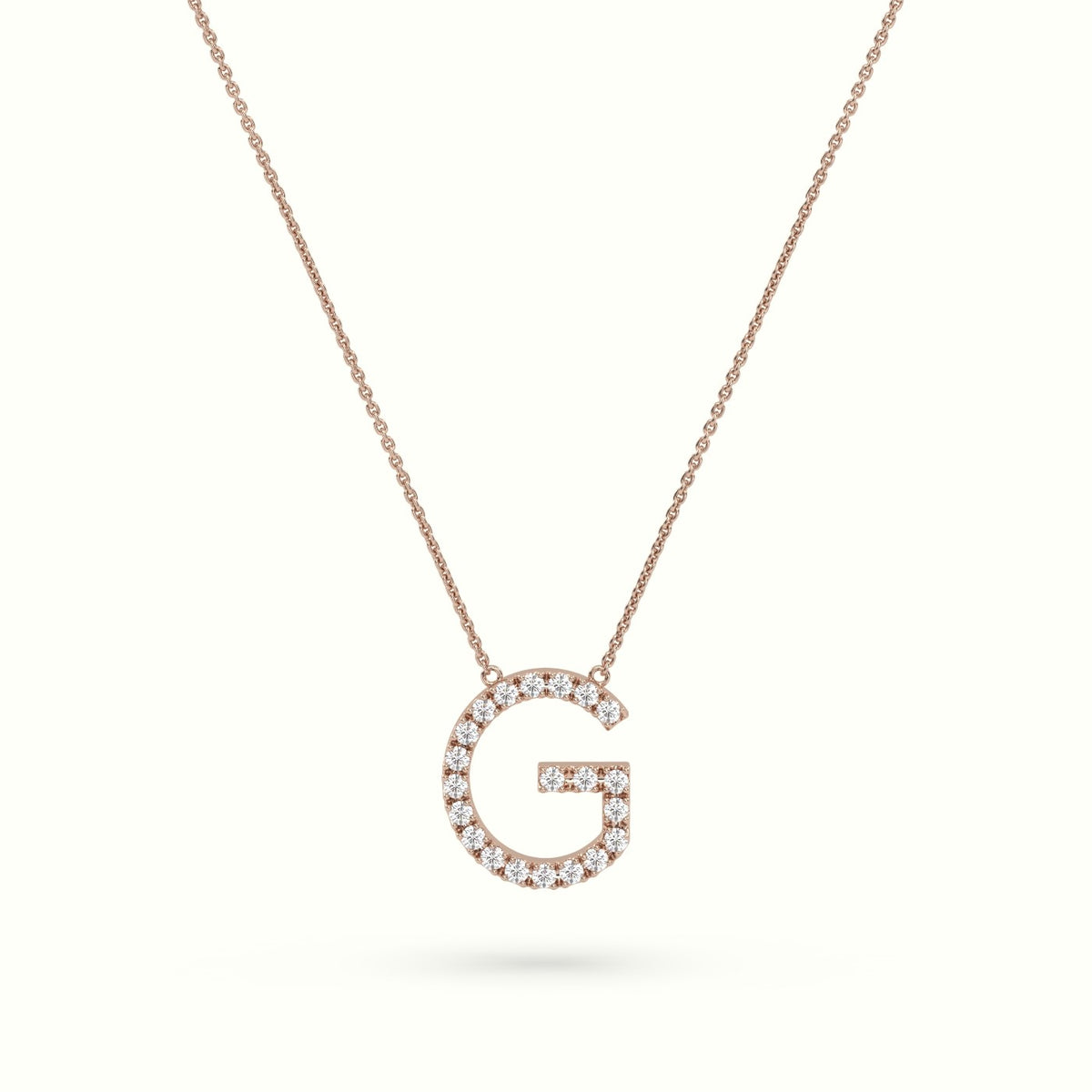 Initial "G" Diamond Necklace - 18k Gold — Rose Gold