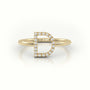 Round Cut Diamonds “D” Initials Monogram Alphabet Ring — Yellow Gold