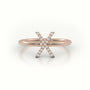 Round Cut Diamonds “X” Initials Monogram Alphabet Ring — Rose Gold