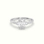 Oval Diamond Solitaire Side Stone Engagement Ring — White Gold