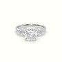 Cushion Diamond Side Stone Engagement Ring — White Gold