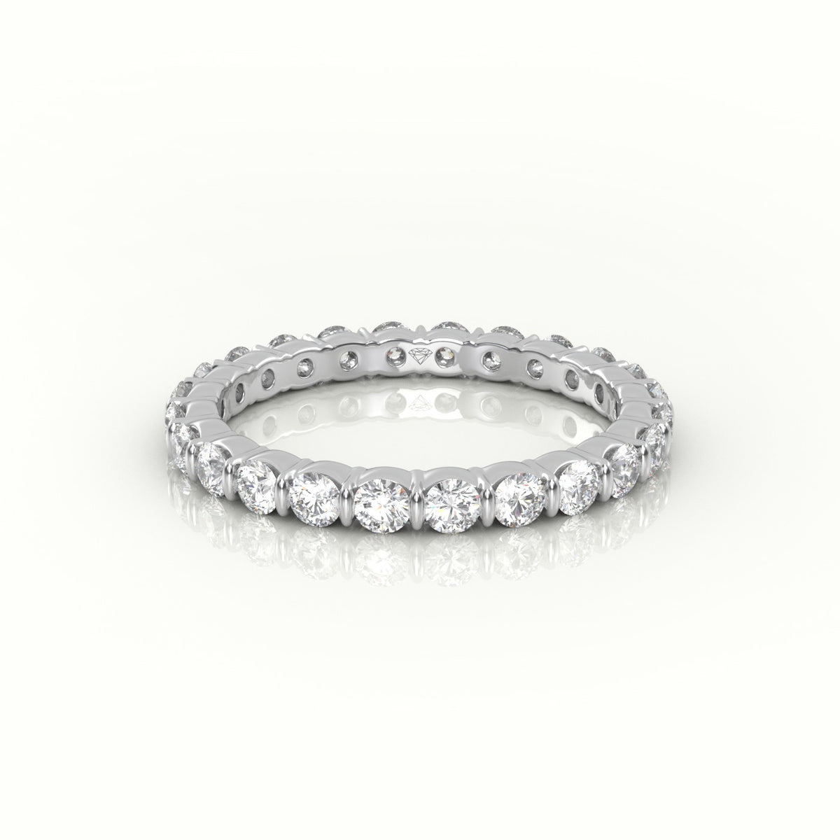Round Diamonds Stylish Eternity Wedding Band — White Gold