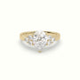 Pear Cut Diamond Side Stone Engagement Ring — Yellow Gold