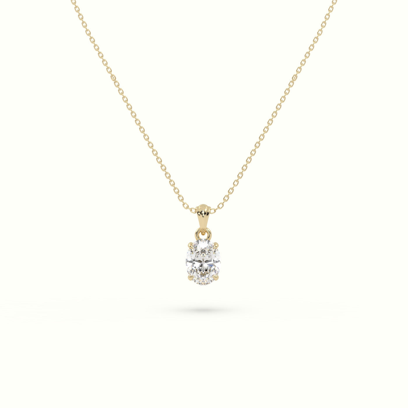 Oval Cut Solitaire Diamond Pendant — Yellow Gold
