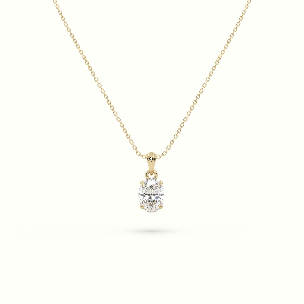Oval Cut Solitaire Diamond Pendant — Yellow Gold