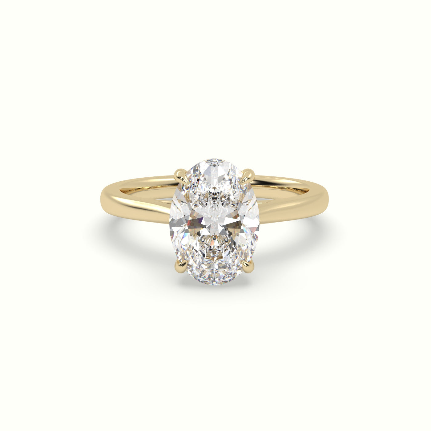 Oval Cut Hidden Halo Cathedral Engagement Ring — Yellow Gold