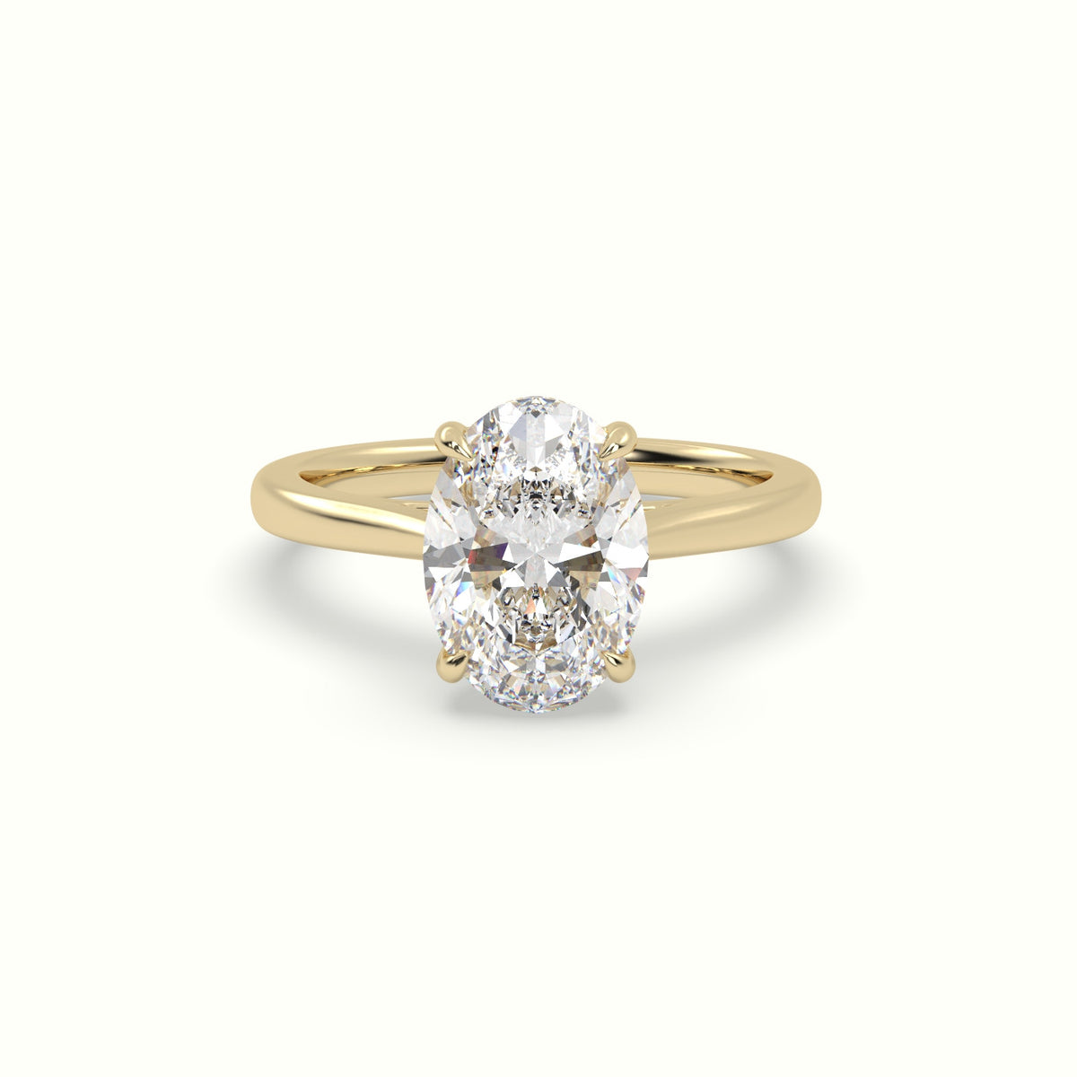Oval Cut Hidden Halo Cathedral Engagement Ring — Yellow Gold
