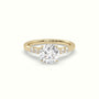 Round Cut Diamond Engagement Ring With Side Stones — Yellow Gold