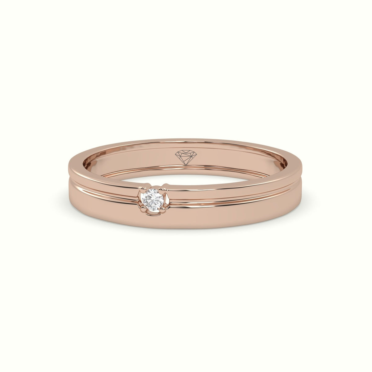 Single Stone Diamond Wedding Band — Rose Gold