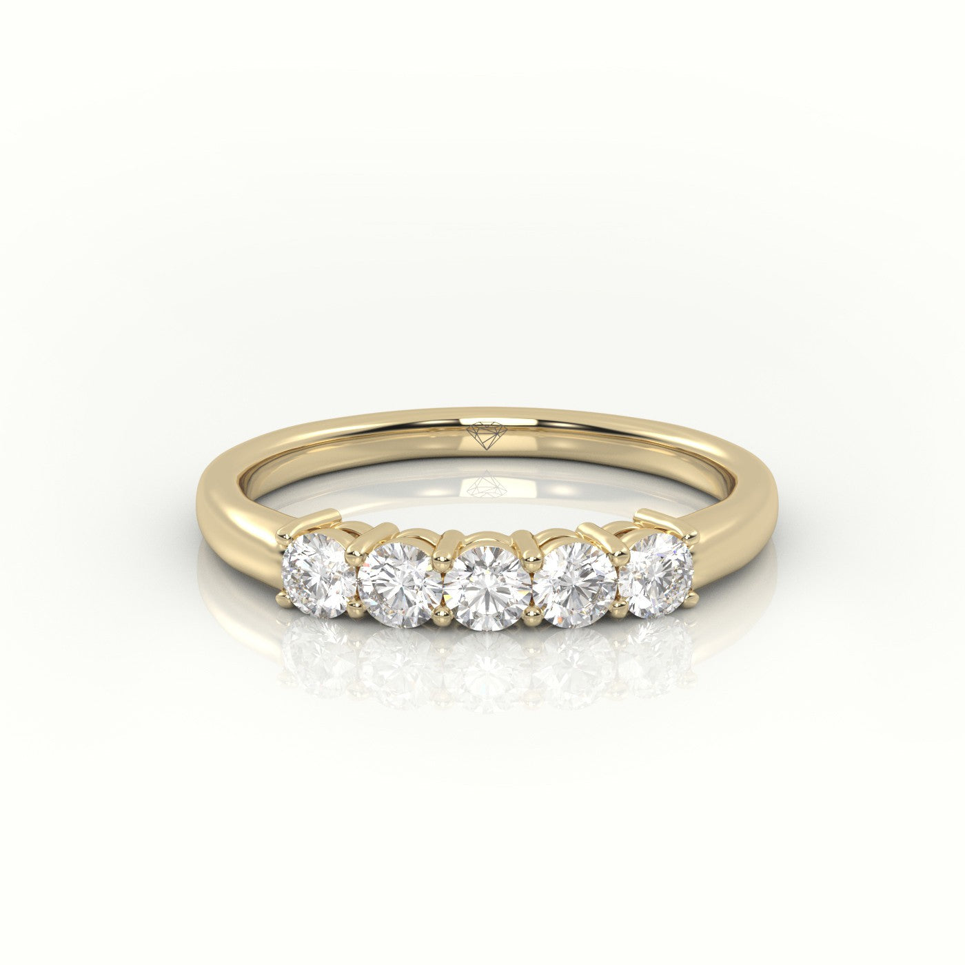 Round Cut Diamonds Bar-Setting Half Eternity Wedding Band — Yellow Gold