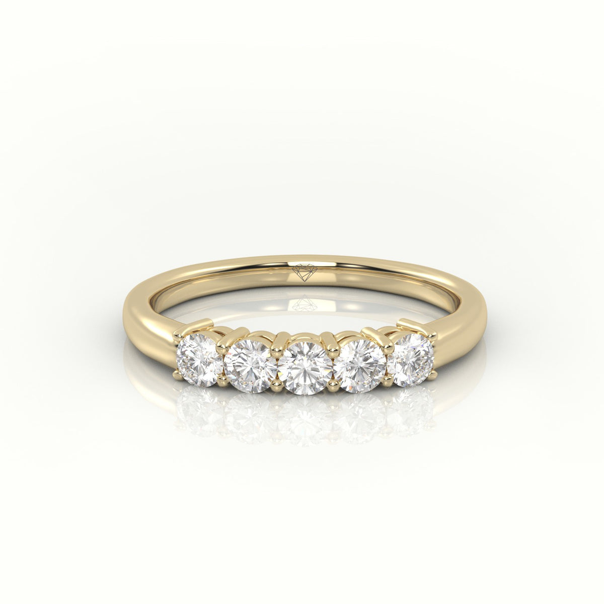 Round Cut Diamonds Bar-Setting Half Eternity Wedding Band — Yellow Gold