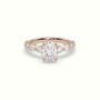 Oval Cut Diamond Engagement Ring With Side Stones — Rose Gold