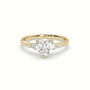 Heart Diamond Solitaire Side Stone Engagement Ring — Yellow Gold