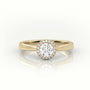 Round Cut Diamond 4 Prongs Halo Setting Engagement Ring — Yellow Gold